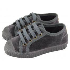 Grey Velvet Sneakers with rubber toe cap